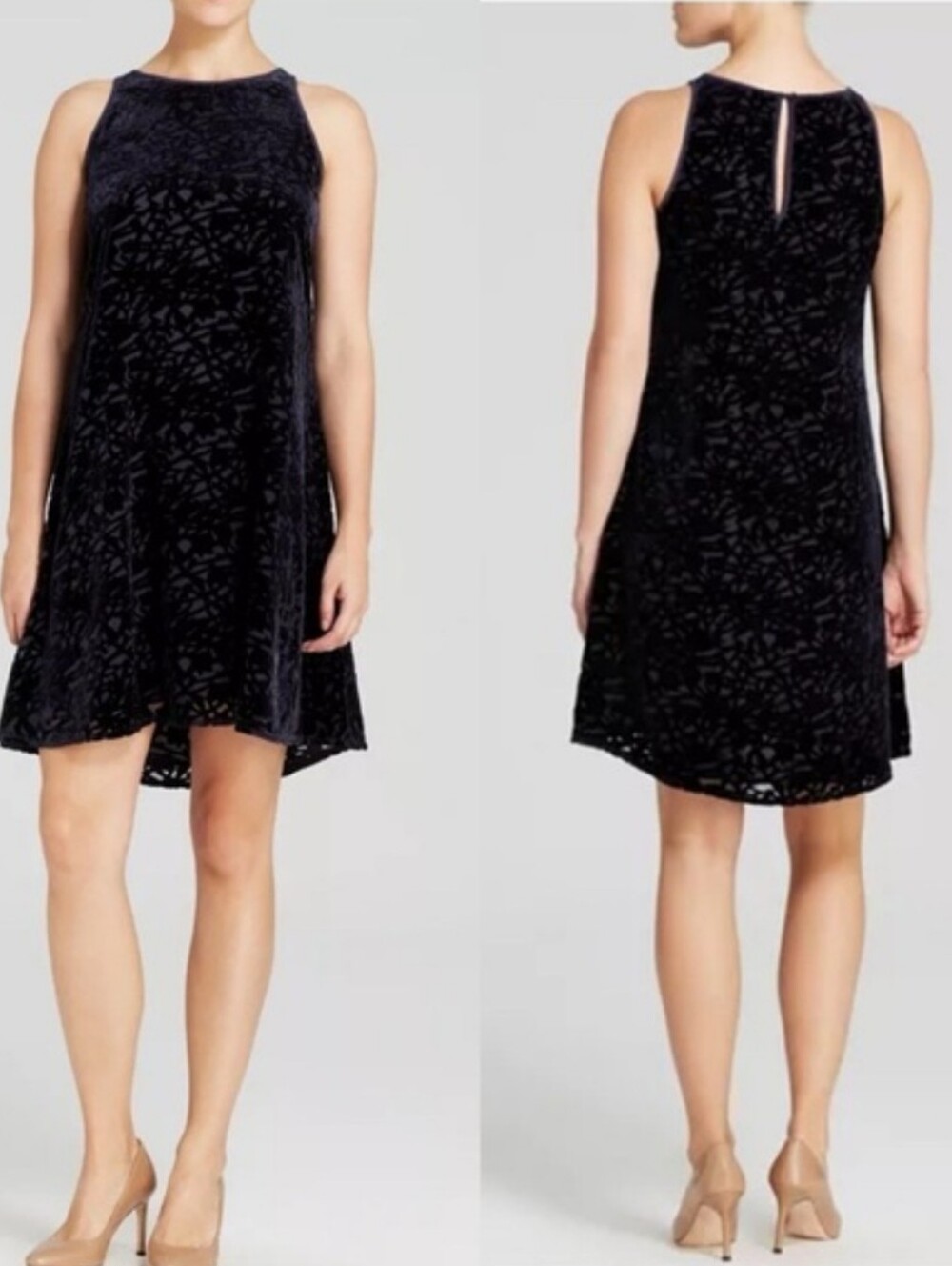 Eileen Fisher Velvet Burnout Trapeze Swing Dress